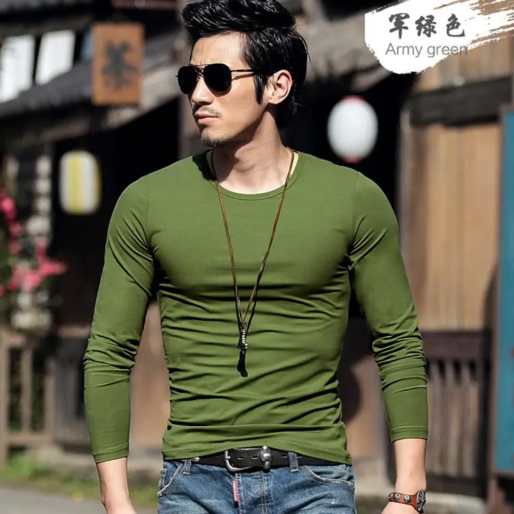 Men V-Neck Long Sleeve White T-Shirt - Image 6