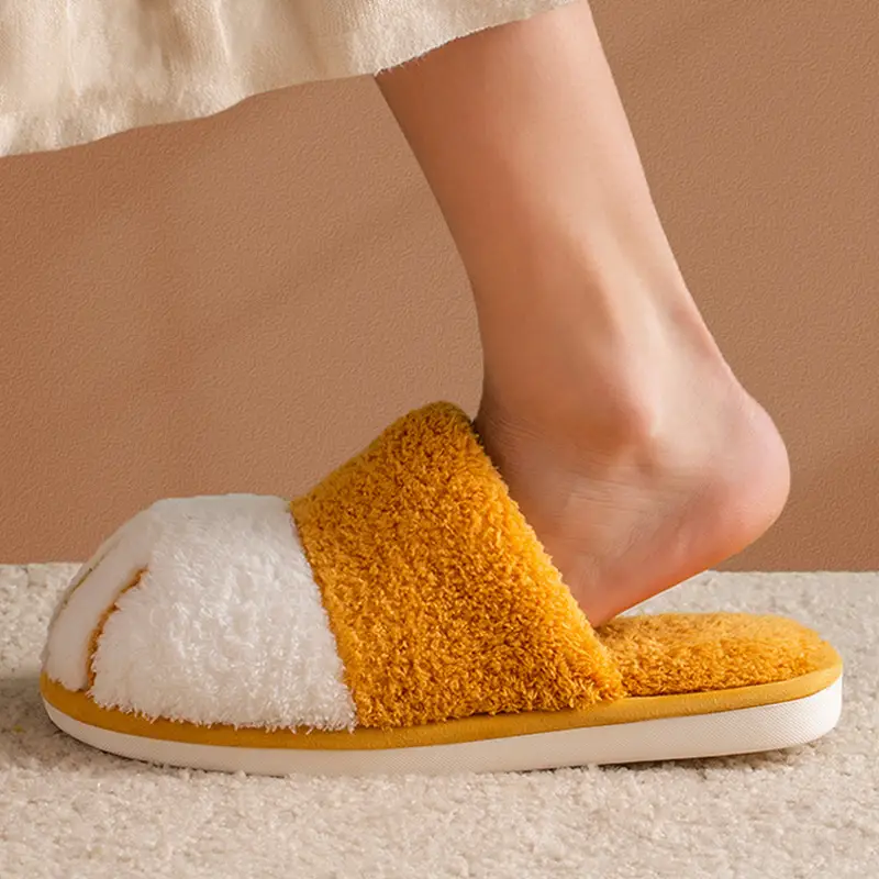 New Cotton Slippers for Women Home Cartoon Cute Cat Claw Plush Shoes for Couple Warm Indoor Soft Slippers for Men