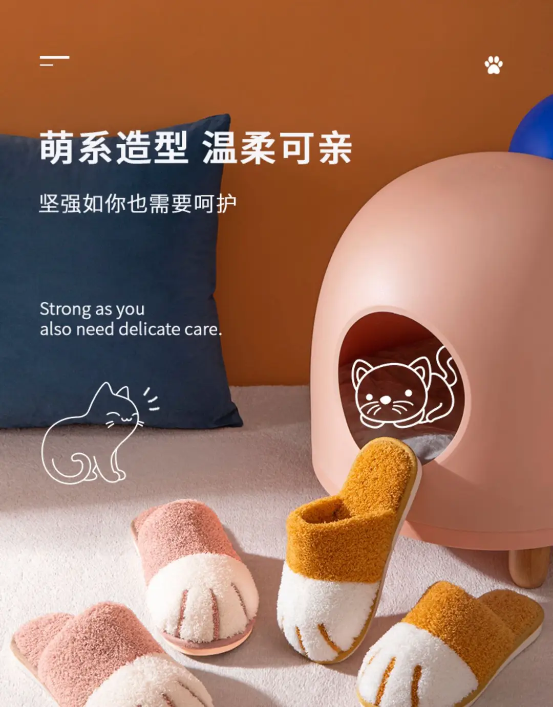 New Cotton Slippers for Women Home Cartoon Cute Cat Claw Plush Shoes for Couple Warm Indoor Soft Slippers for Men — feature 2
