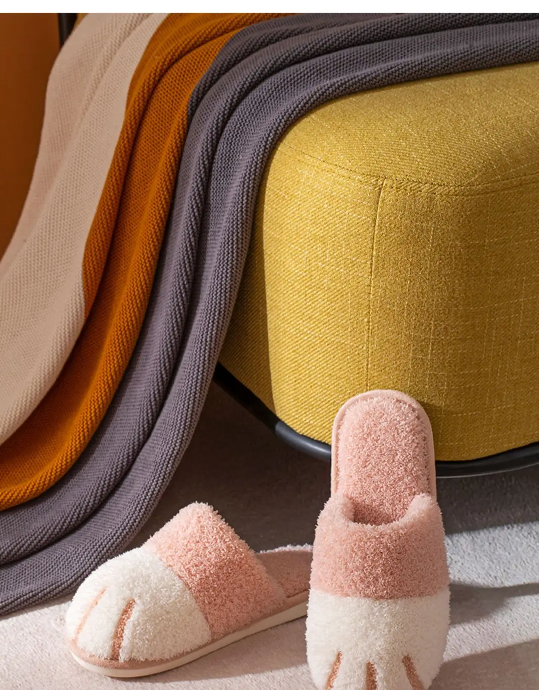 New Cotton Slippers for Women Home Cartoon Cute Cat Claw Plush Shoes for Couple Warm Indoor Soft Slippers for Men — feature 20