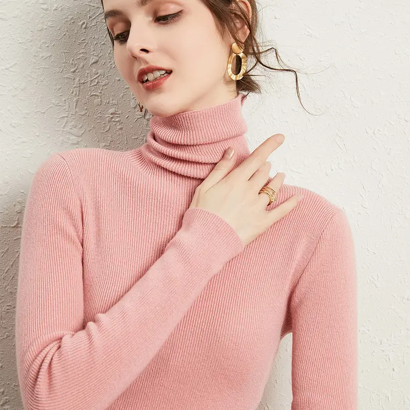 Women's Black Slim Fit Turtleneck Sweater for Autumn Winter - Image 19