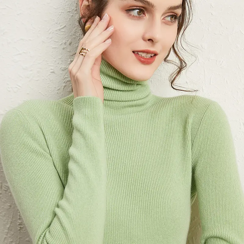Women's Black Slim Fit Turtleneck Sweater for Autumn Winter - Image 21