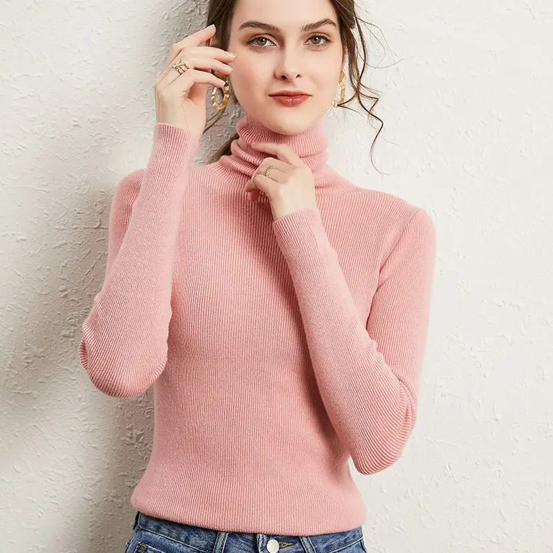 Women's Black Slim Fit Turtleneck Sweater for Autumn Winter - Image 14