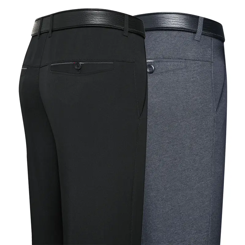 2021 Men's Black High Waist Business Casual Pants Medium Old - Image 6