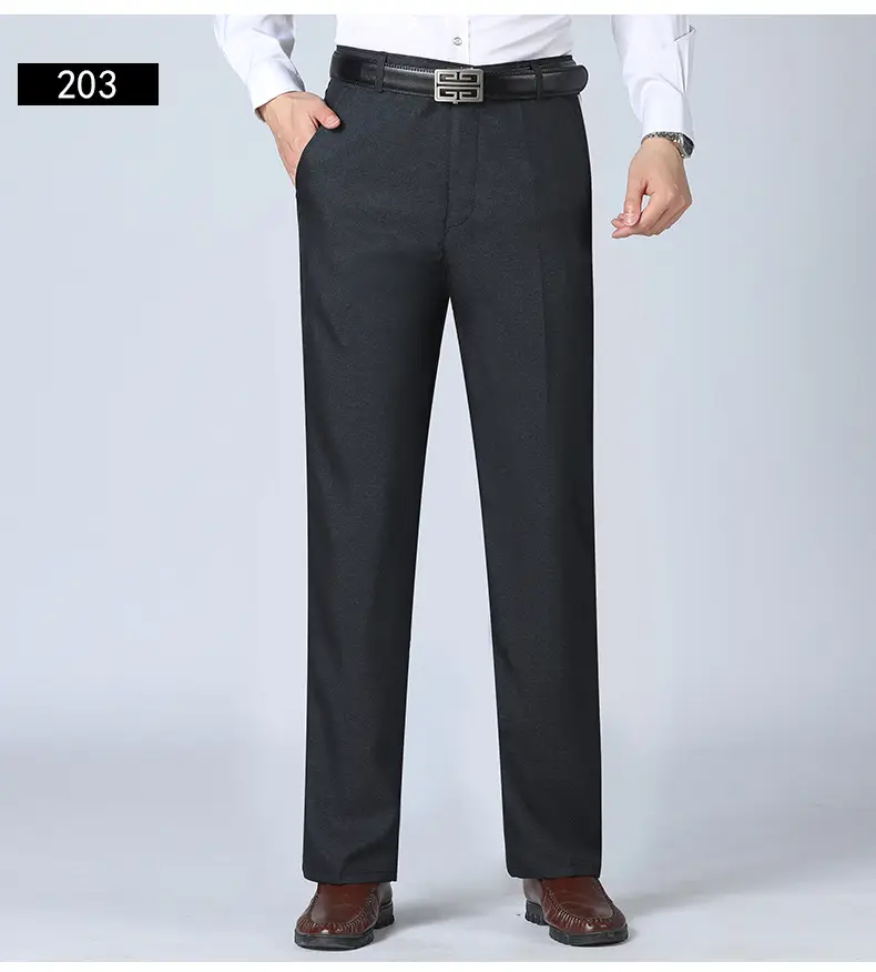 2021 Men's Black High Waist Business Casual Pants Medium Old — feature 11