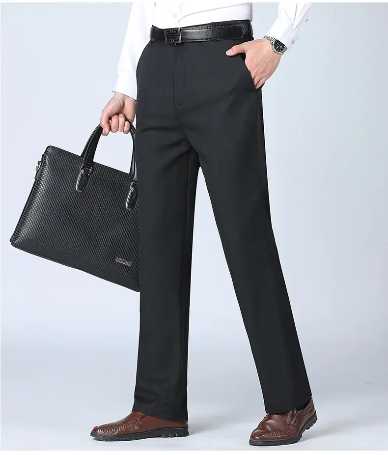 2021 Men's Black High Waist Business Casual Pants Medium Old — feature 13