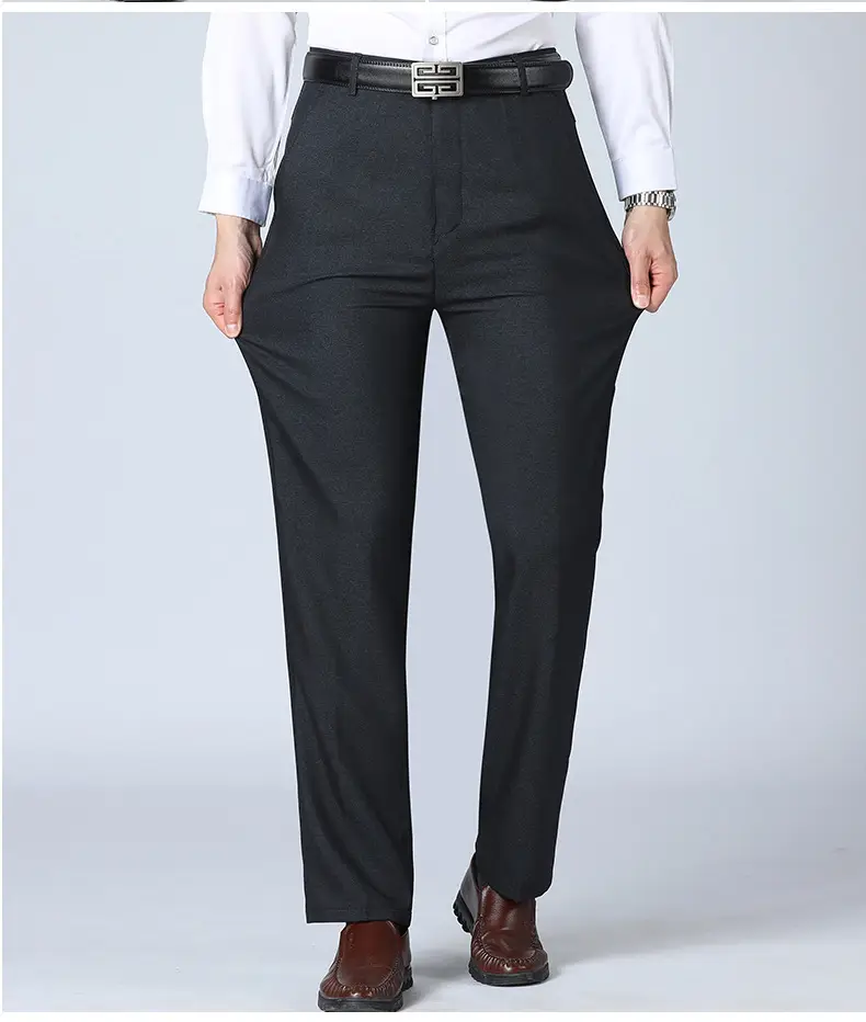 2021 Men's Black High Waist Business Casual Pants Medium Old — feature 17