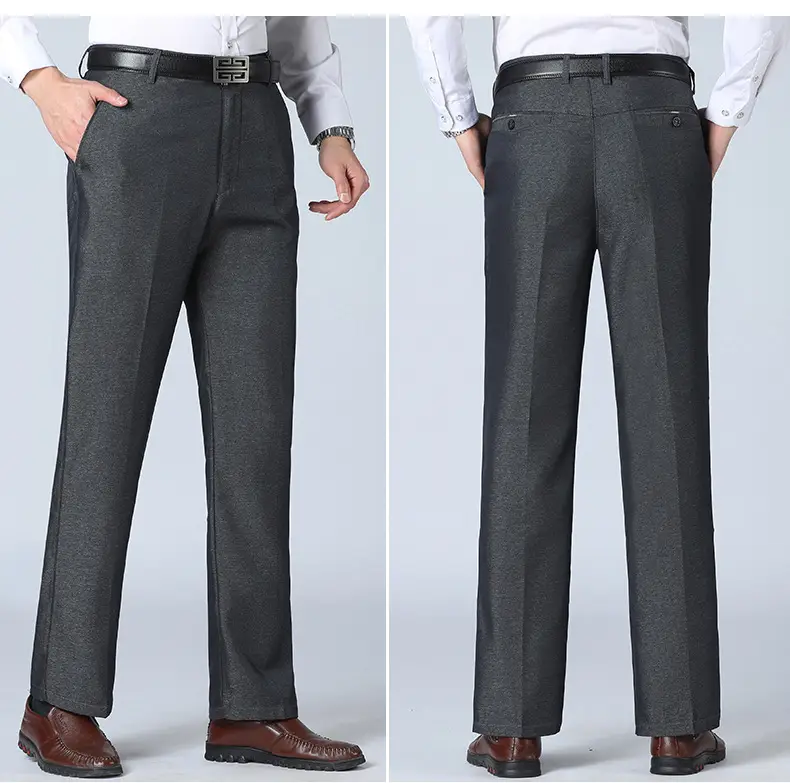 2021 Men's Black High Waist Business Casual Pants Medium Old — feature 3