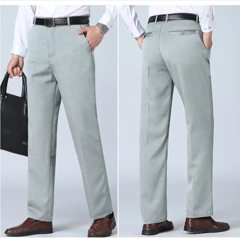 2021 Men's Black High Waist Business Casual Pants Medium Old — feature 4