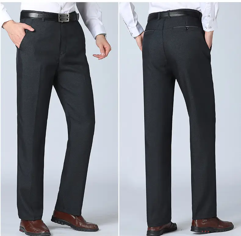 2021 Men's Black High Waist Business Casual Pants Medium Old — feature 5