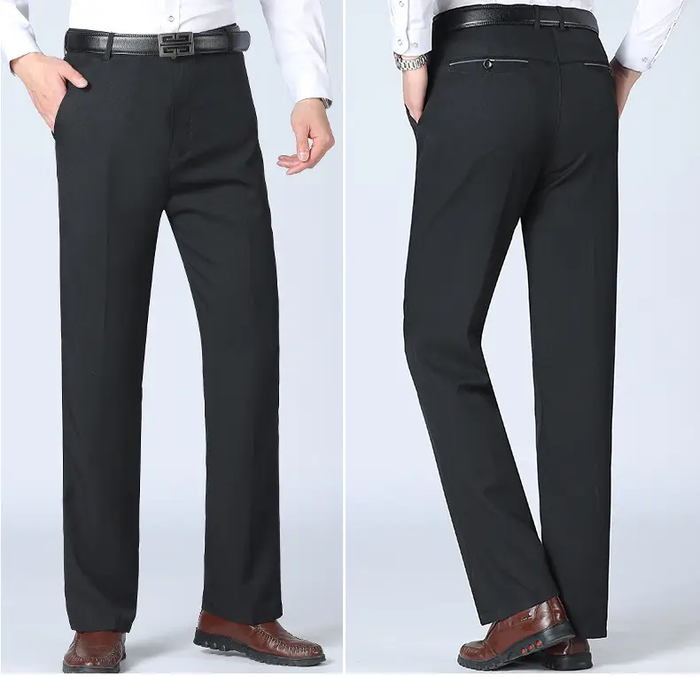 2021 Men's Black High Waist Business Casual Pants Medium Old — feature 6