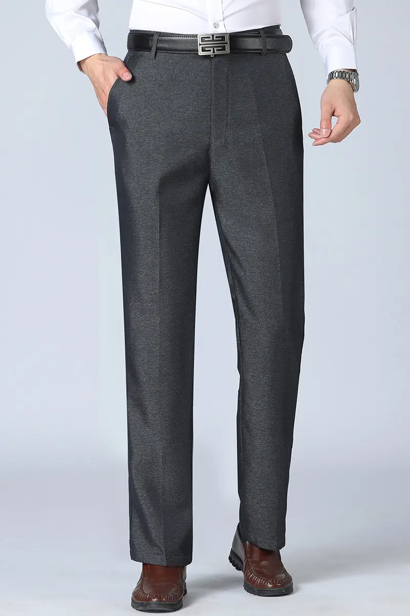 2021 Men's Black High Waist Business Casual Pants Medium Old — feature 9