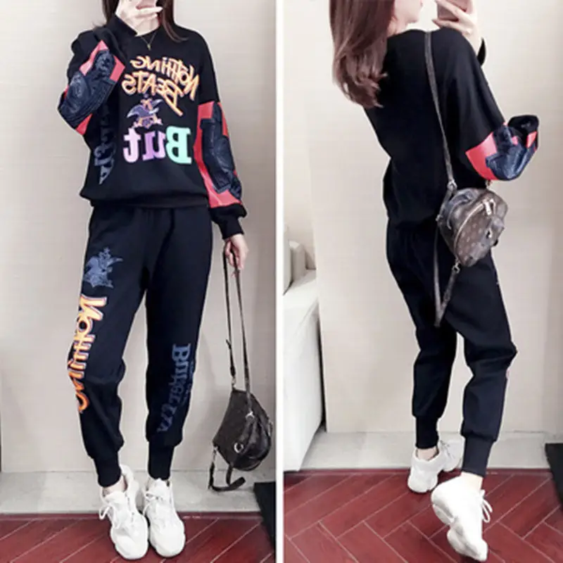Women Korean Style Fat mm 2026 Sports Suit White Long Sleeve - Image 6