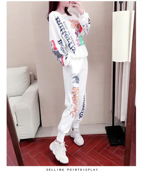 Women Korean Style Fat mm 2026 Sports Suit White Long Sleeve — feature 12