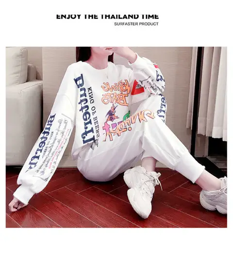 Women Korean Style Fat mm 2026 Sports Suit White Long Sleeve — feature 17