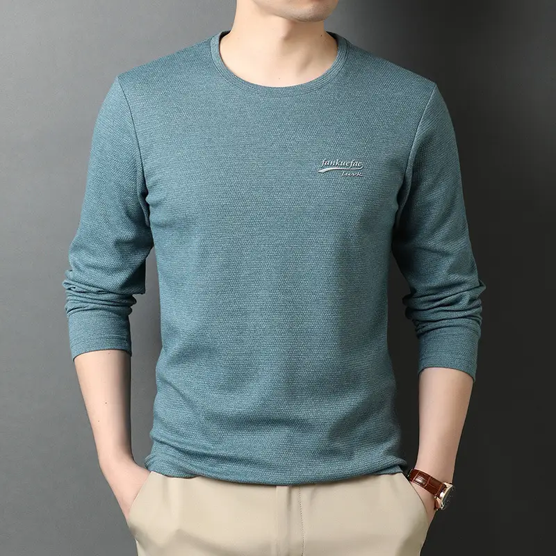 Men's Blue Long Sleeve T-Shirt with Logo - Image 2