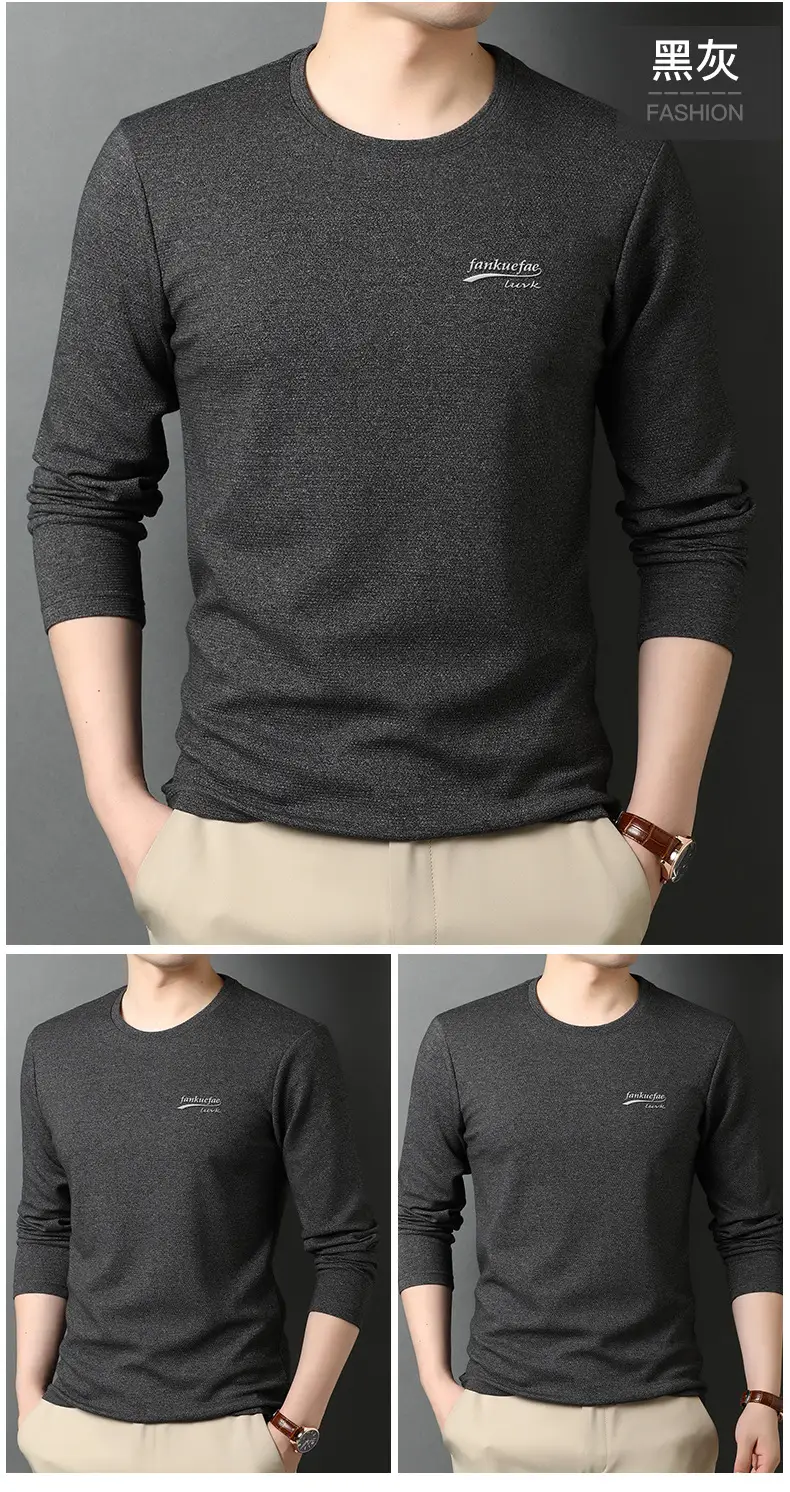Men's Blue Long Sleeve T-Shirt with Logo — feature 14