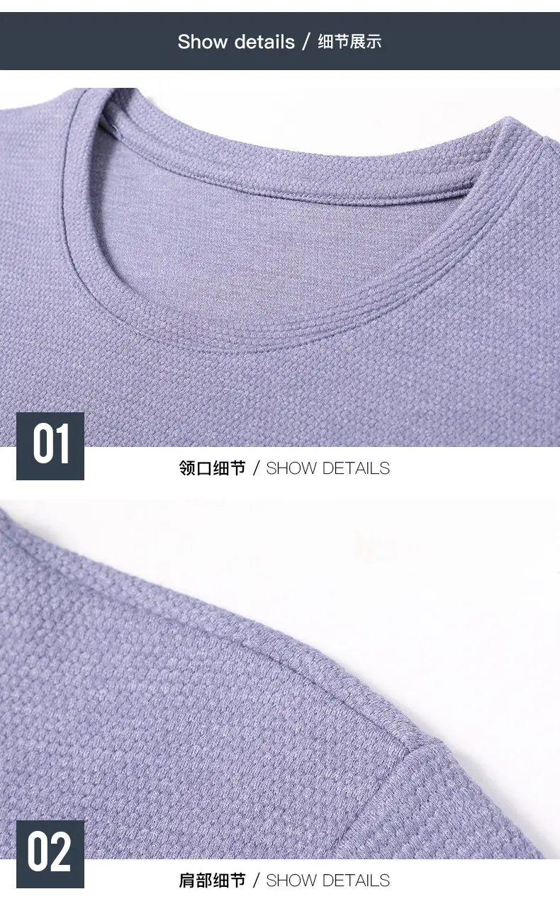 Men's Blue Long Sleeve T-Shirt with Logo — feature 16