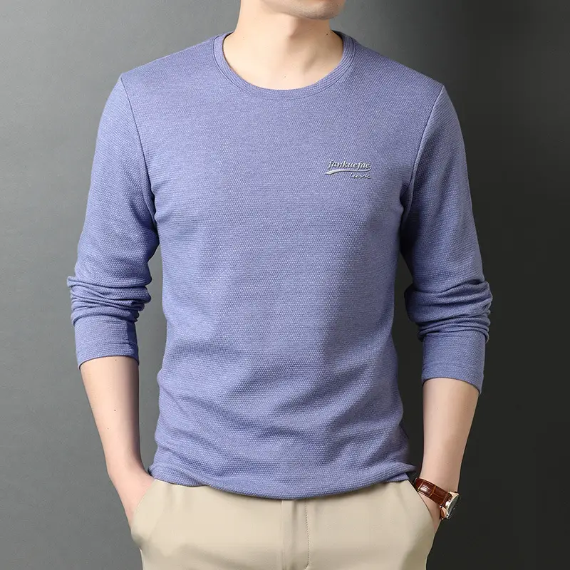 Men's Blue Long Sleeve T-Shirt with Logo - Image 3