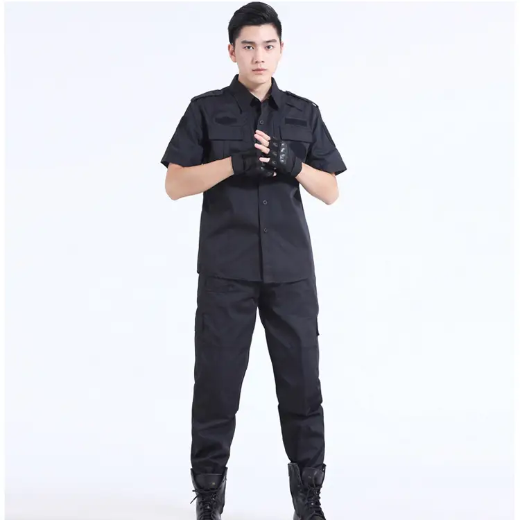 Men Black Security Training Suit Short Sleeve - Image 4