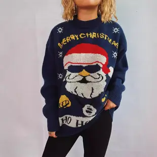 2025 Knitted Snowflake Long Sleeve Sweater Red White — feature 3