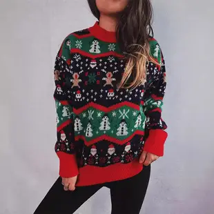 2025 Knitted Snowflake Long Sleeve Sweater Red White — feature 6