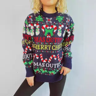 2025 Knitted Snowflake Long Sleeve Sweater Red White — feature 8
