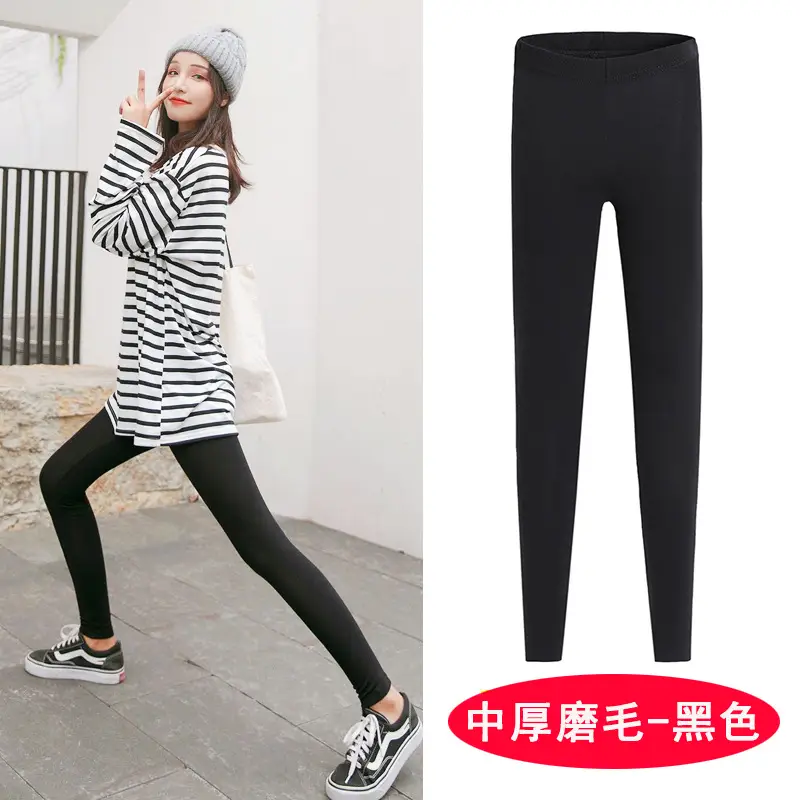 Women Black Thick Wool Leggings Winter Plus Size - Image 4