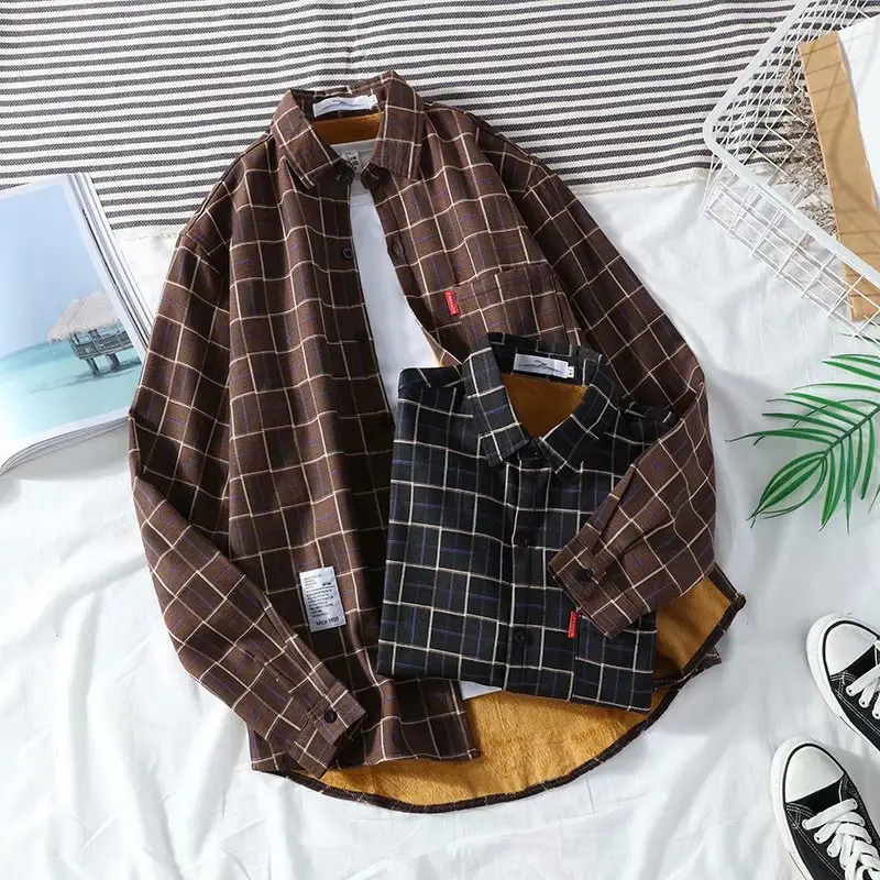 Winter Plaid Long Sleeve Shirt for Men - Image 6