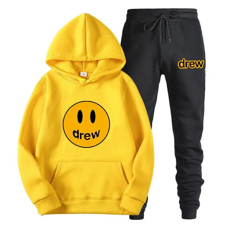 Justin Bieber Smiley Hoodie & Pants Set Purple Grey