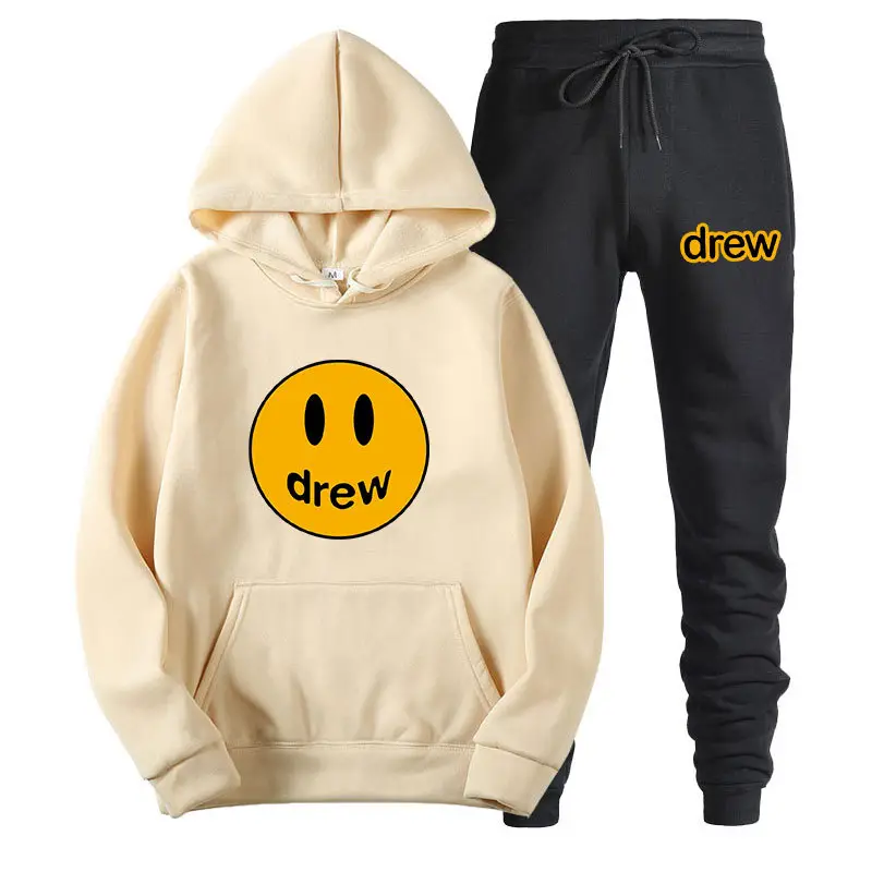 Justin Bieber Smiley Hoodie & Pants Set Purple Grey