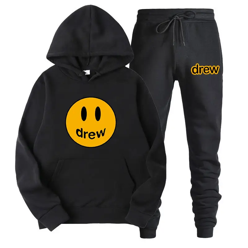 Justin Bieber Smiley Hoodie & Pants Set Purple Grey