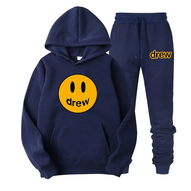 Justin Bieber Smiley Hoodie & Pants Set Purple Grey