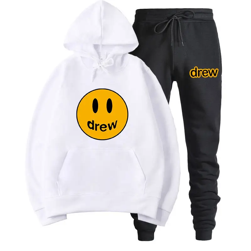 Justin Bieber Smiley Hoodie & Pants Set Purple Grey
