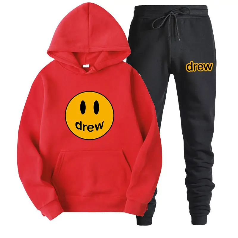 Justin Bieber Smiley Hoodie & Pants Set Purple Grey