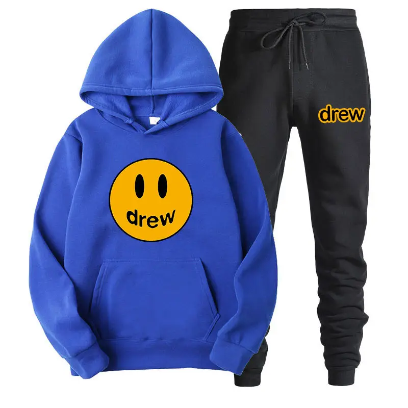 Justin Bieber Smiley Hoodie & Pants Set Purple Grey