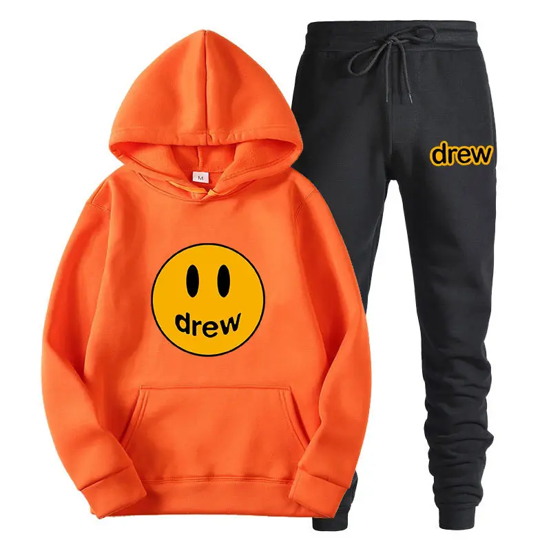 Justin Bieber Smiley Hoodie & Pants Set Purple Grey
