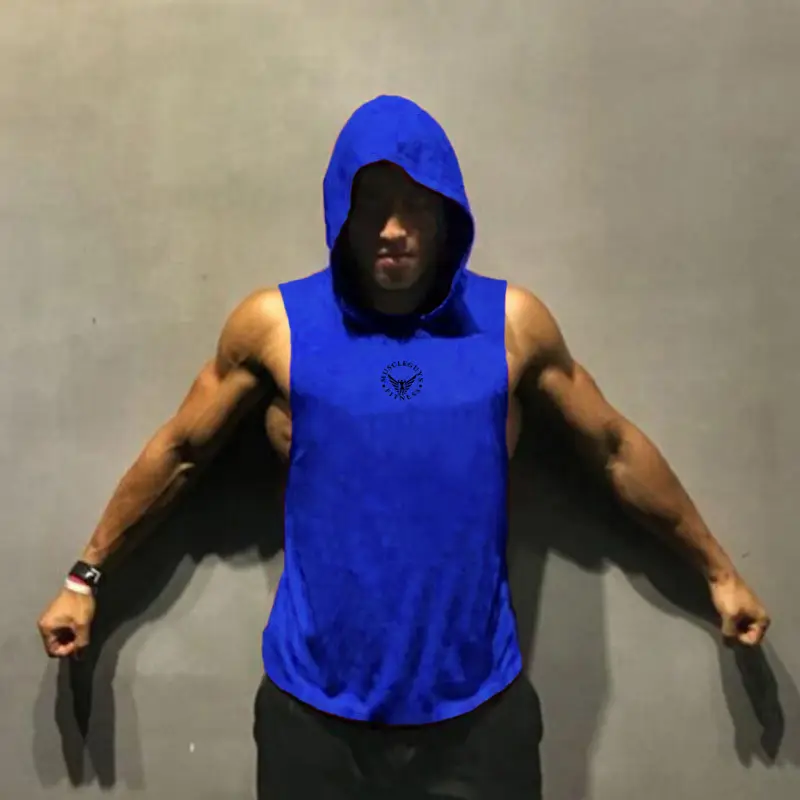 Red Hooded Sleeveless Gym Vest for Men