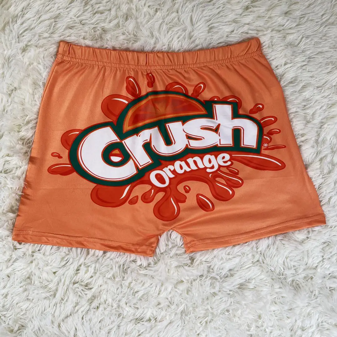 Crush Orange Women's Printed Tight Shorts - Image 4