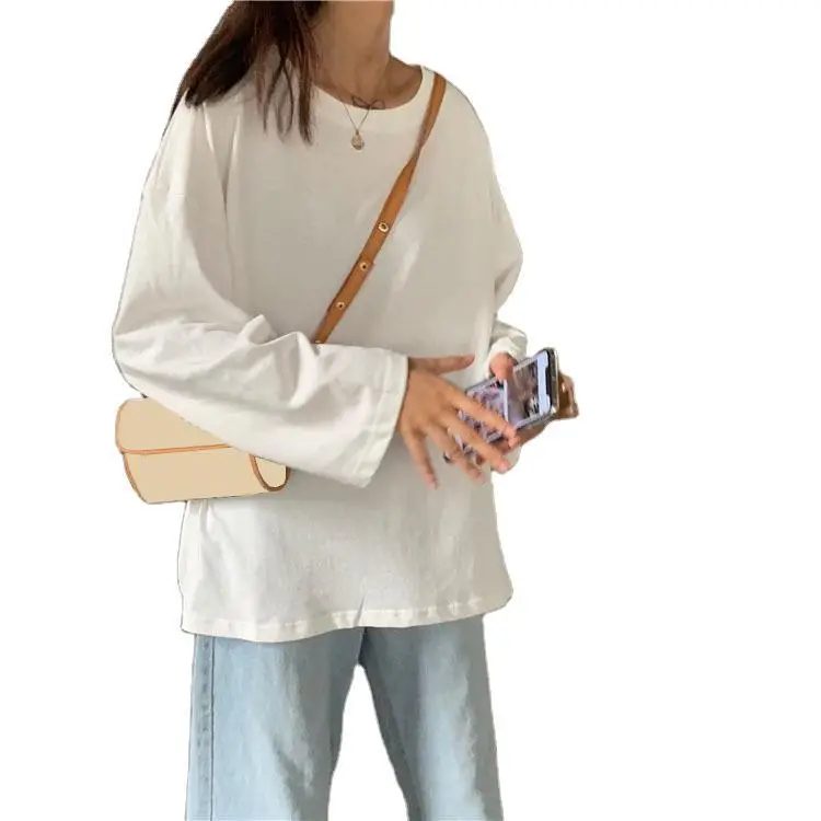Women Long Sleeve T-Shirts White Round Neck Dropshipping - Image 17