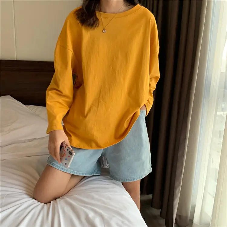 Women Long Sleeve T-Shirts White Round Neck Dropshipping - Image 5