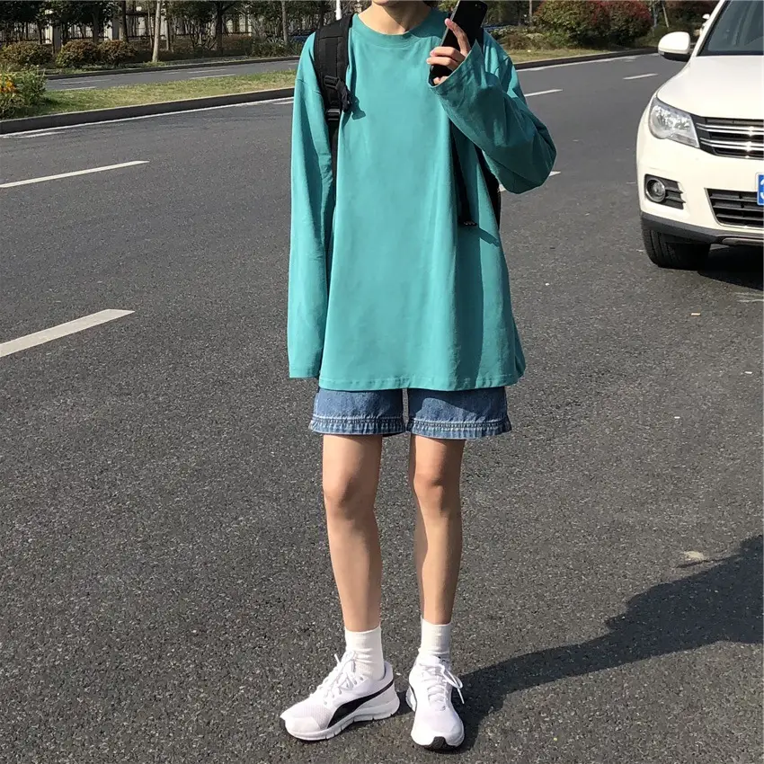 Women Long Sleeve T-Shirts White Round Neck Dropshipping - Image 9