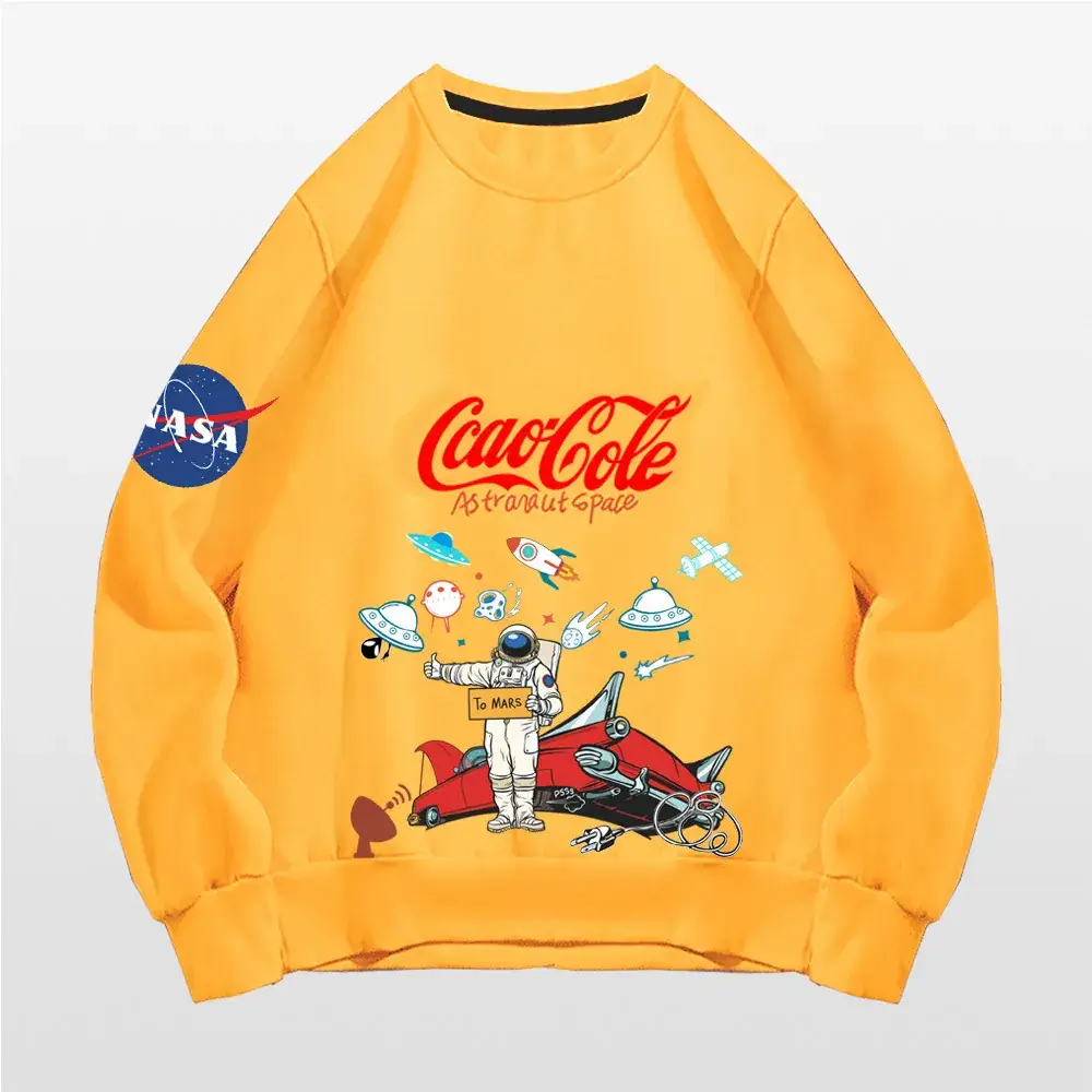 Men's Women's Pink NASA Cartoon Pullover Sweatshirt - Image 12