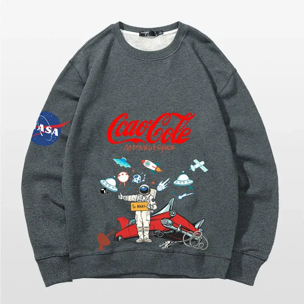 Men's Women's Pink NASA Cartoon Pullover Sweatshirt - Image 8