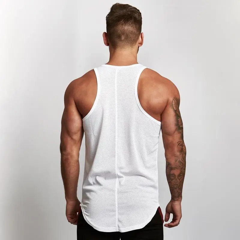 Men's Blue Muscle Vests Summer Solid Mesh Underwear - Image 8