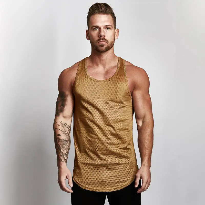 Men's Blue Muscle Vests Summer Solid Mesh Underwear - Image 3
