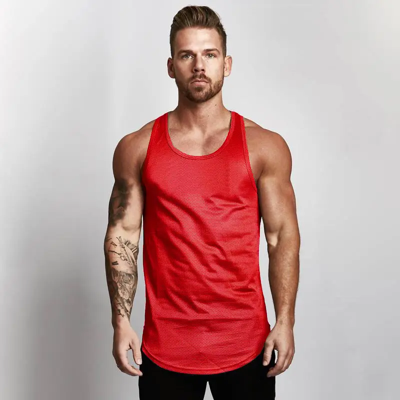 Men's Blue Muscle Vests Summer Solid Mesh Underwear - Image 2