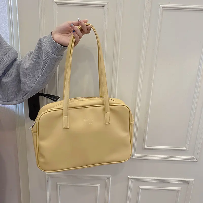 Women's 2025 College Style Shoulder Bag Large Capacity Beige - Image 5
