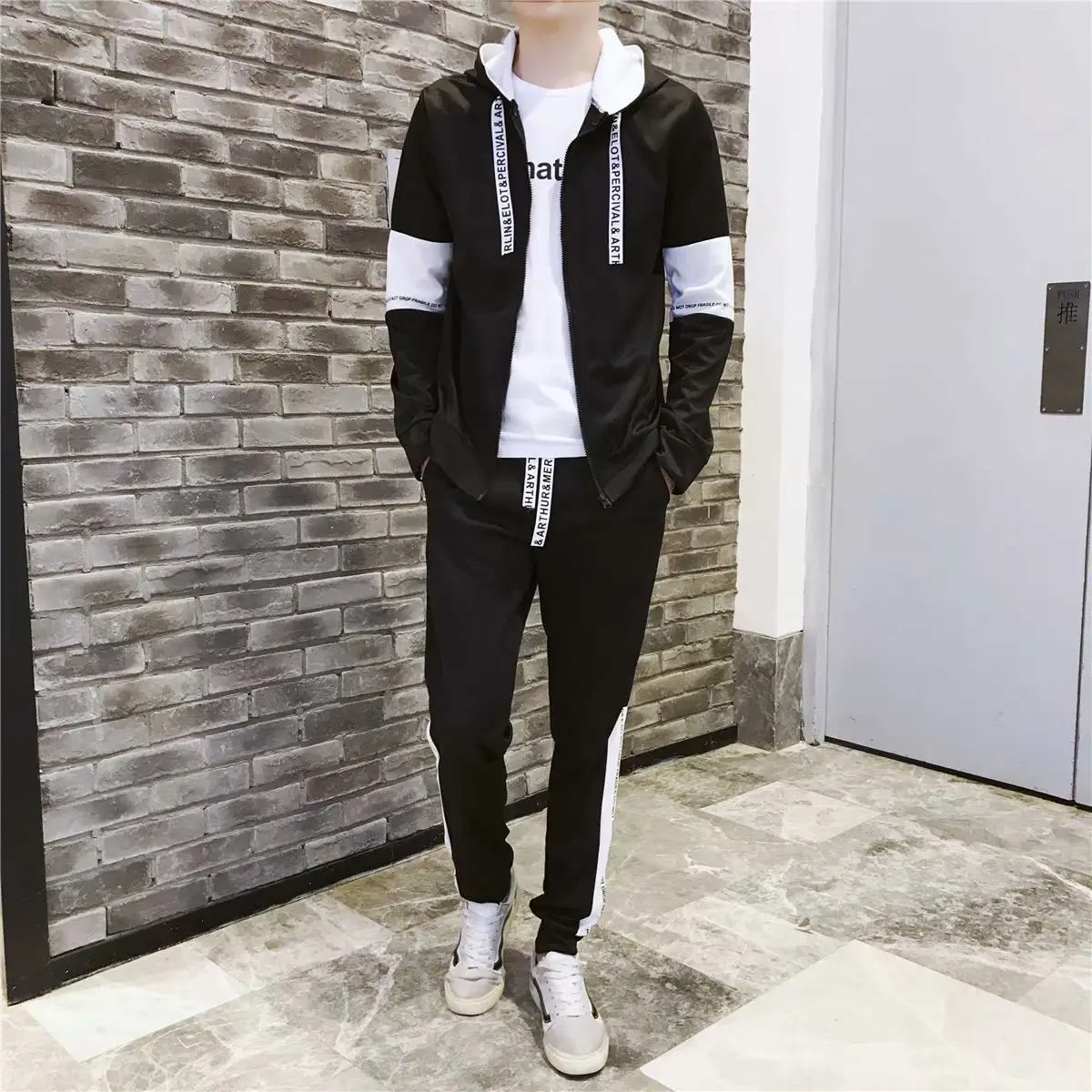 Men 2-Piece Black Korean Style Sweater Suit - Image 6