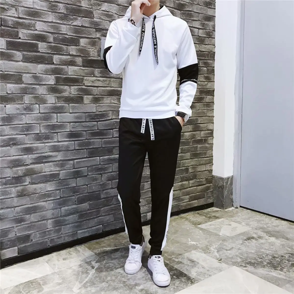 Men 2-Piece Black Korean Style Sweater Suit - Image 7